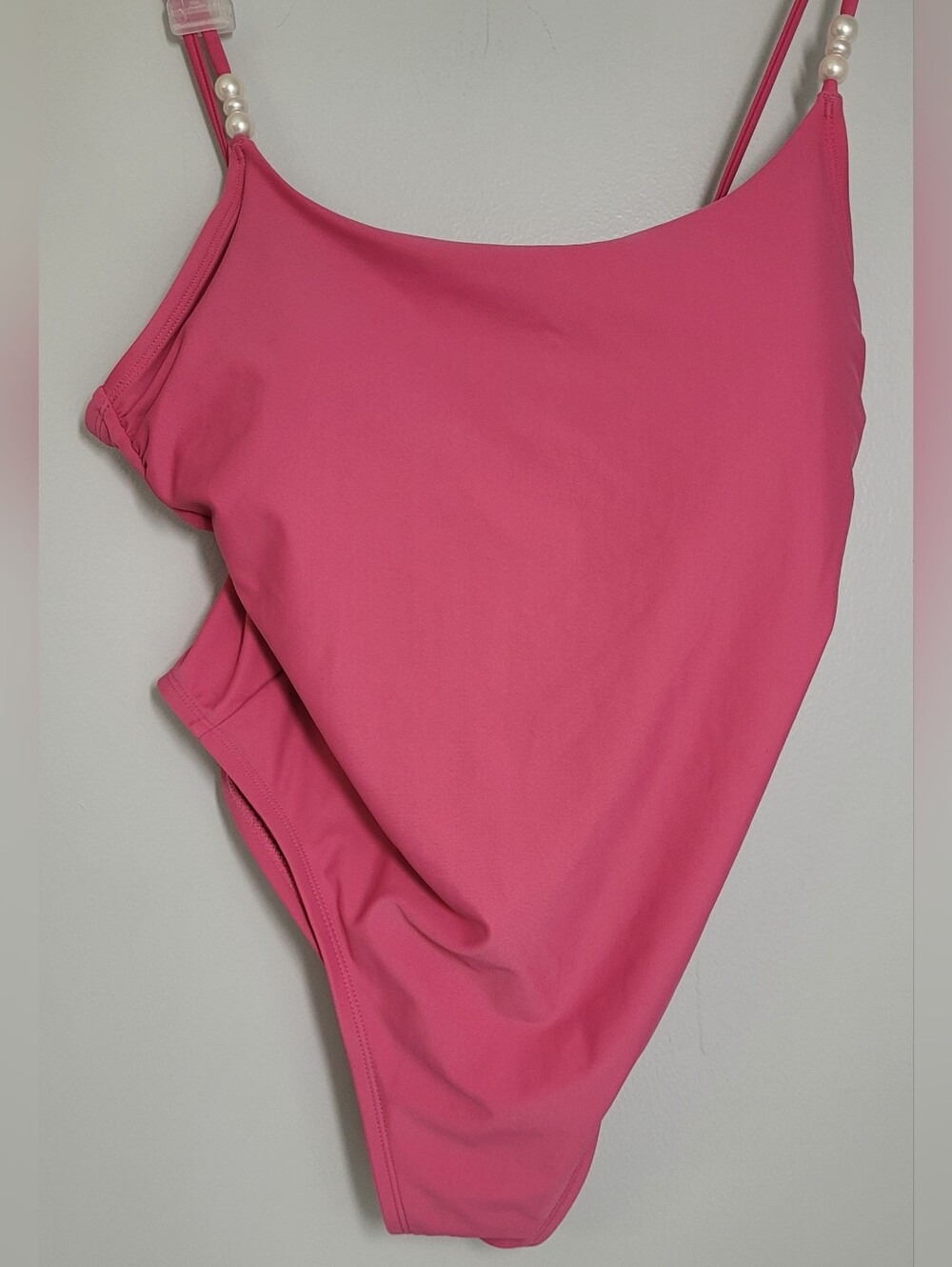 Shade & Shore Pink One-Piece Swimsuit with Pearl-Strap Detail 12-14 NWT